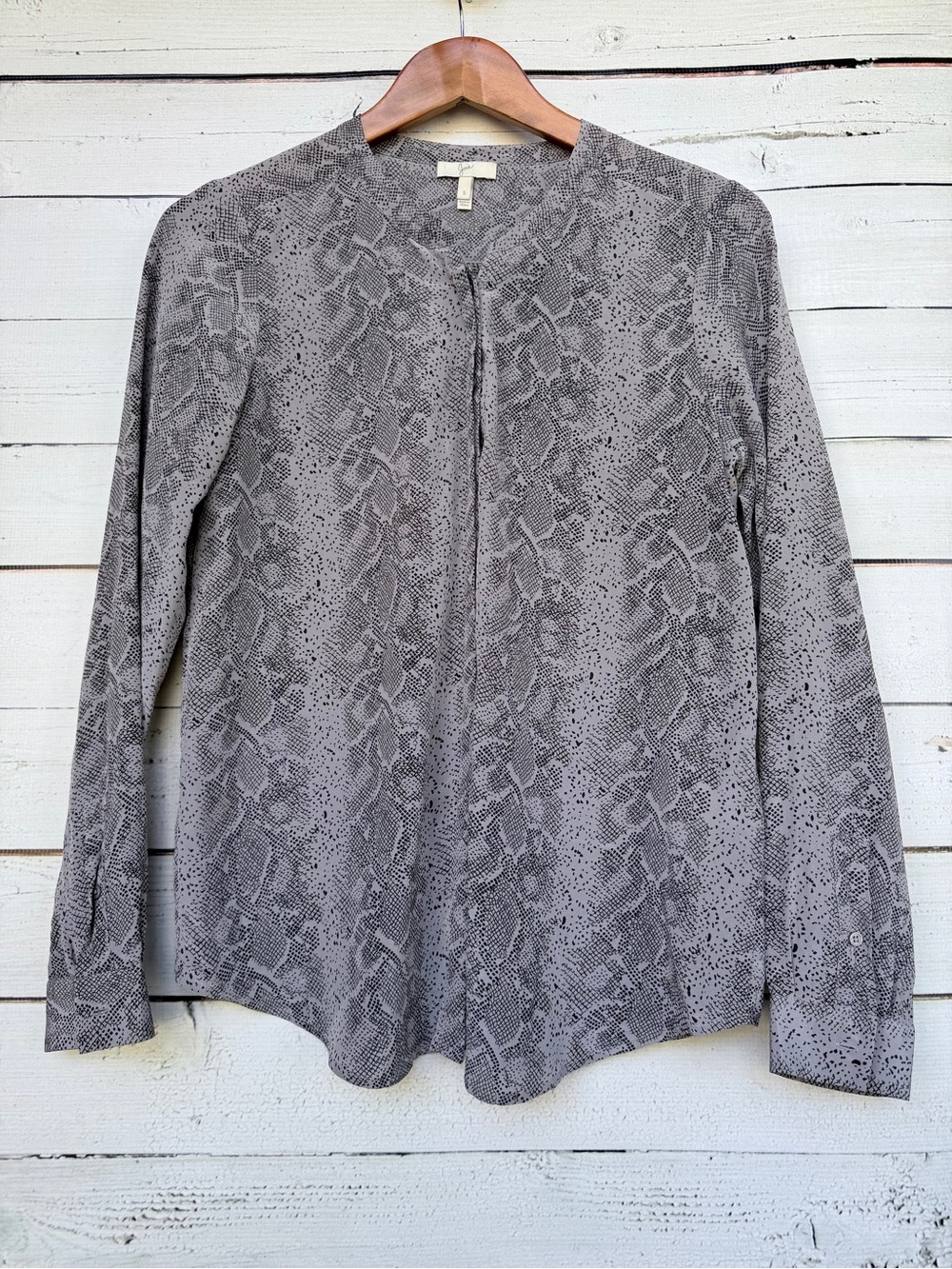 Joie 100% Silk Snakeskin Python Print Long Sleeve Blouse Top - Size Small